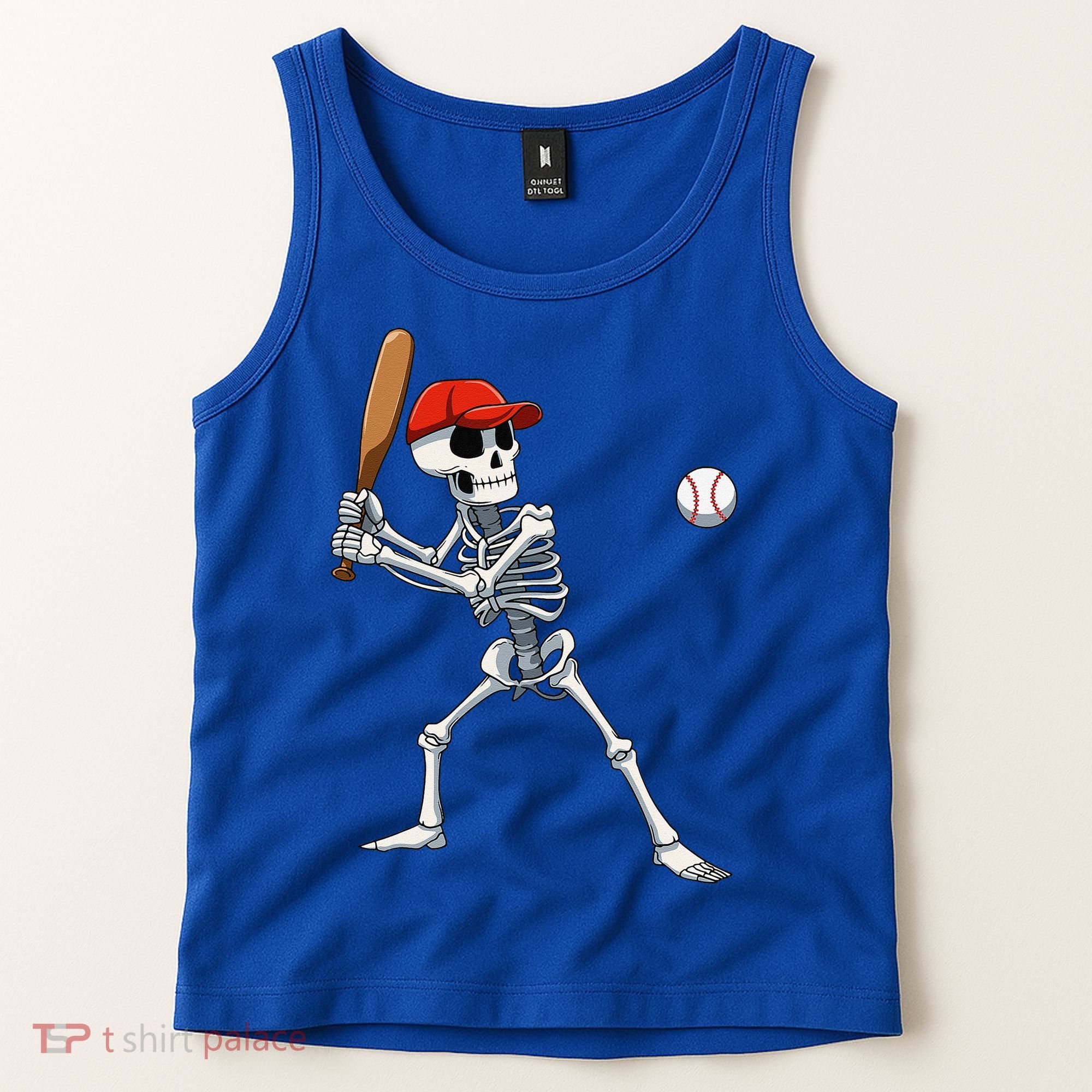 Baseball Skeleton Halloween Skeleton Playing Baseball Tank Top