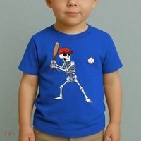 Baseball Skeleton Halloween Skeleton Playing Baseball Toddler T-Shirt thumb 2