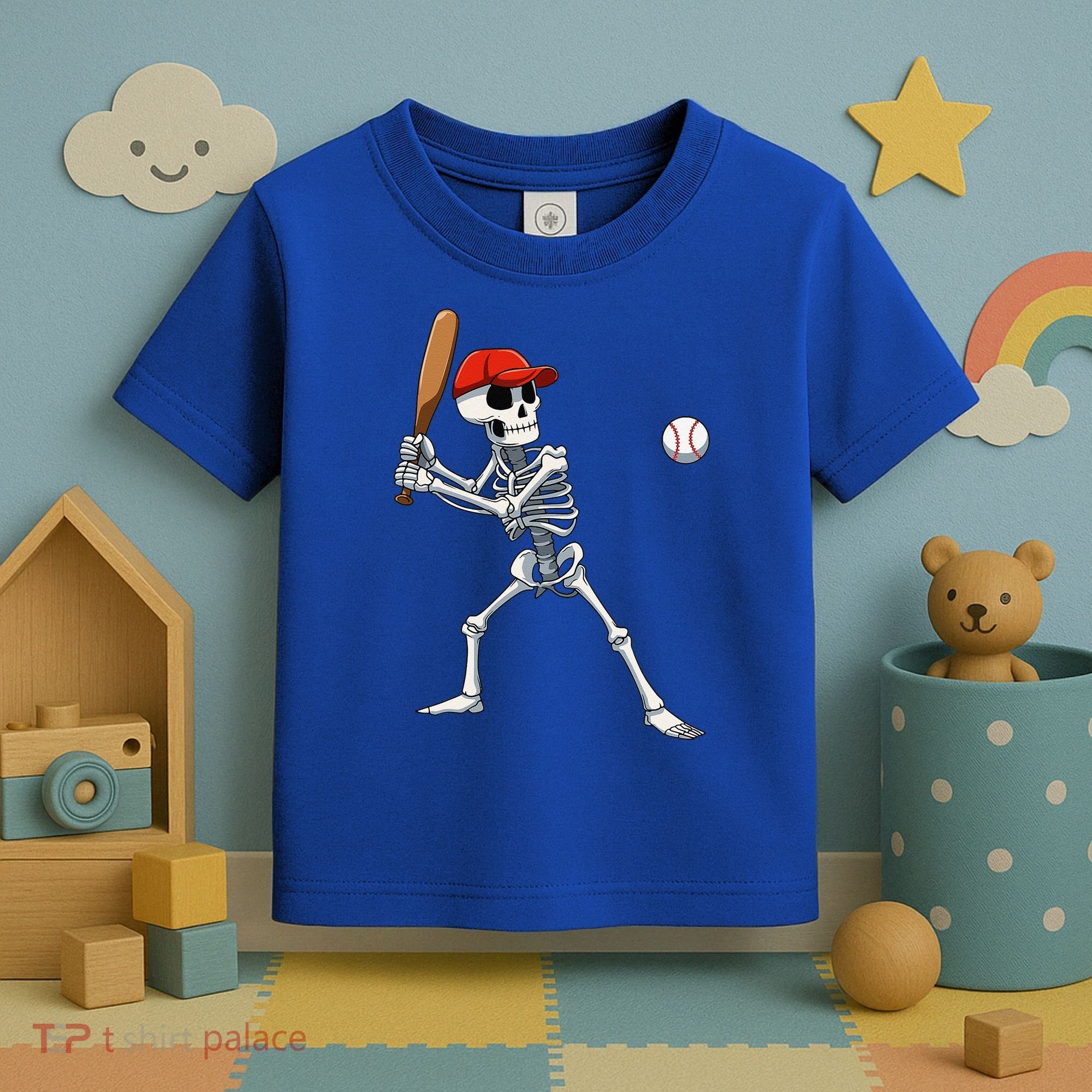 Baseball Skeleton Halloween Skeleton Playing Baseball Toddler T-Shirt
