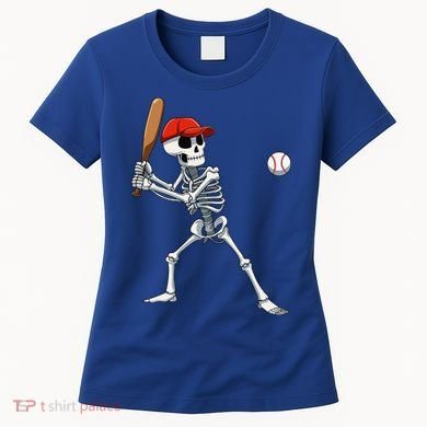 Baseball Skeleton Halloween Skeleton Playing Baseball Women's T-Shirt