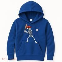 Baseball Skeleton Halloween Skeleton Playing Baseball Kids Hoodie thumb 0