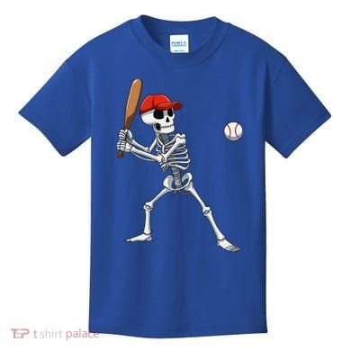 Baseball Skeleton Halloween Skeleton Playing Baseball Kids T-Shirt