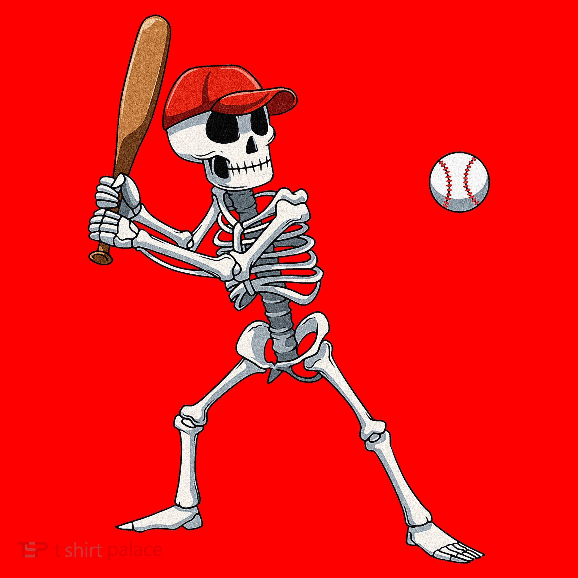 Baseball Skeleton Halloween Skeleton Playing Baseball Santa Hat