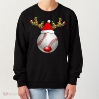 Baseball Santa Hat Reindeer Christmas Lights Men Boys Kids Women's Sweatshirt thumb 0