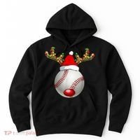Baseball Santa Hat Reindeer Christmas Lights Men Boys Kids Hoodie thumb 0