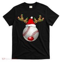 Baseball Santa Hat Reindeer Christmas Lights Men Boys Kids T-Shirt thumb 0