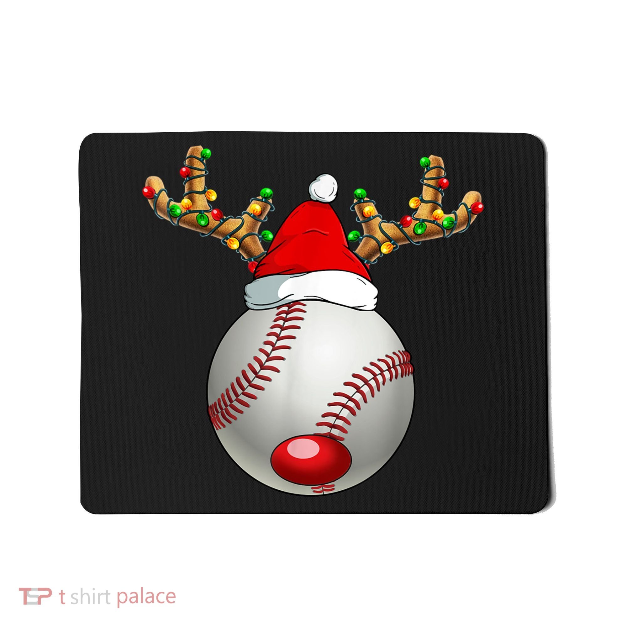 Baseball Santa Hat Reindeer Christmas Lights Men Boys Kids Mousepad