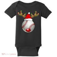 Baseball Santa Hat Reindeer Christmas Lights Men Boys Kids Baby Bodysuit thumb 0