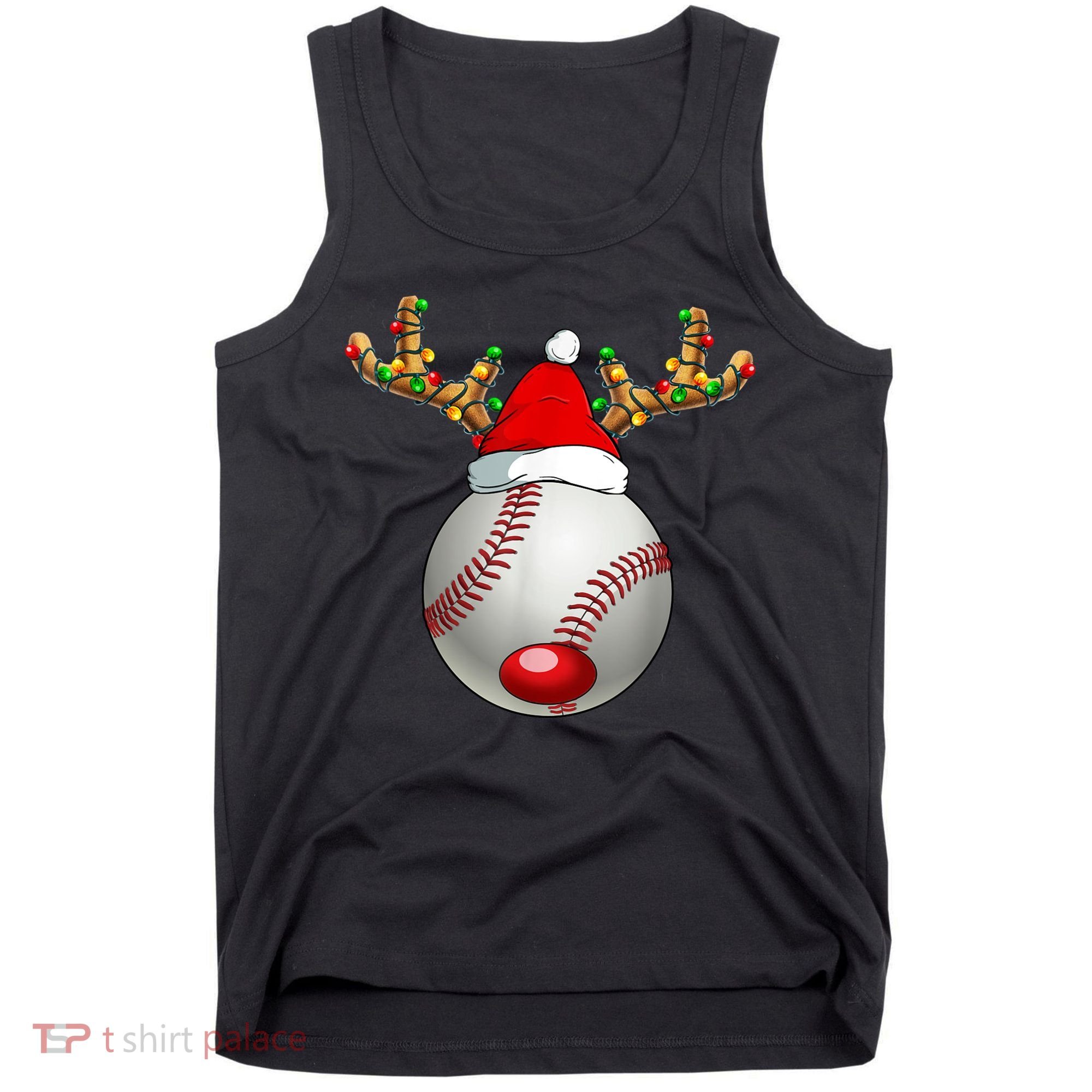 Baseball Santa Hat Reindeer Christmas Lights Men Boys Kids Tank Top