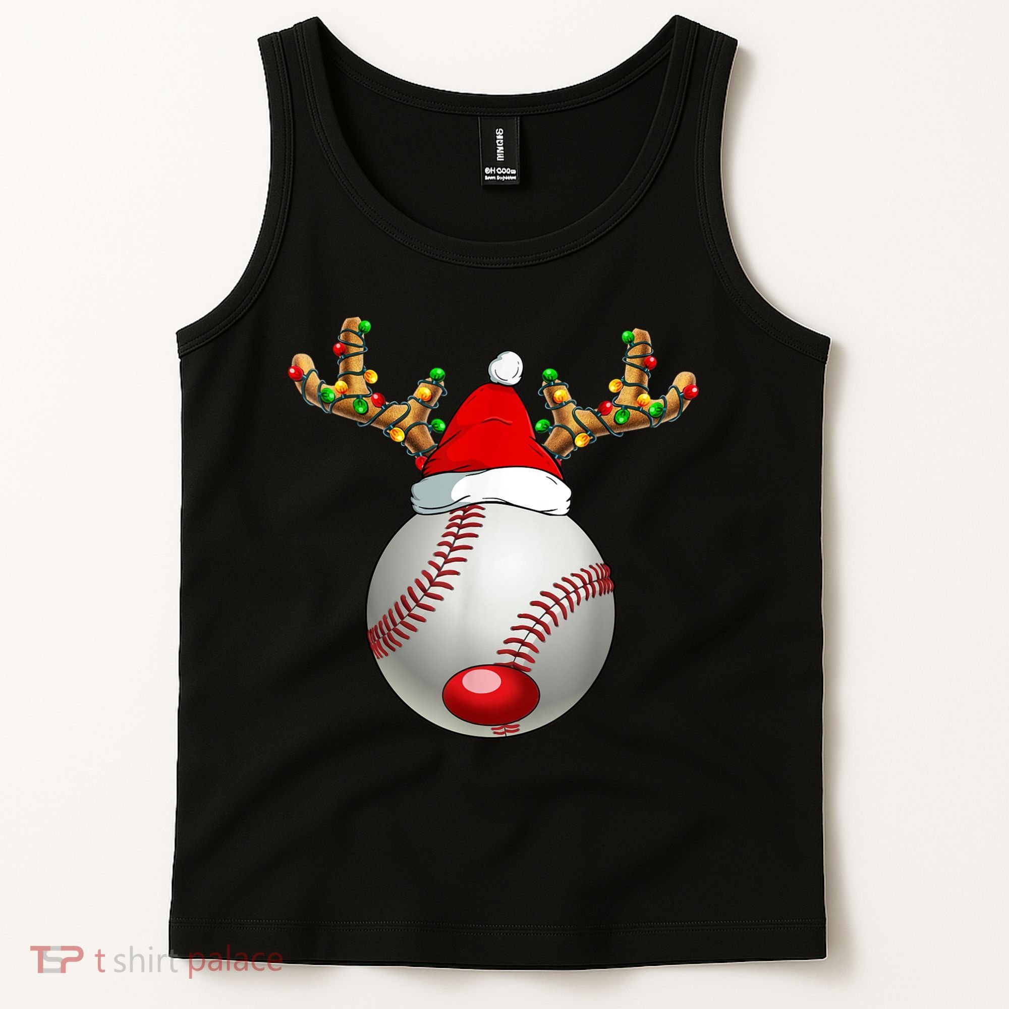 Baseball Santa Hat Reindeer Christmas Lights Men Boys Kids Tank Top