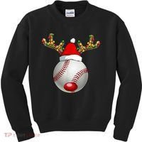 Baseball Santa Hat Reindeer Christmas Lights Men Boys Kids Kids Sweatshirt thumb 0