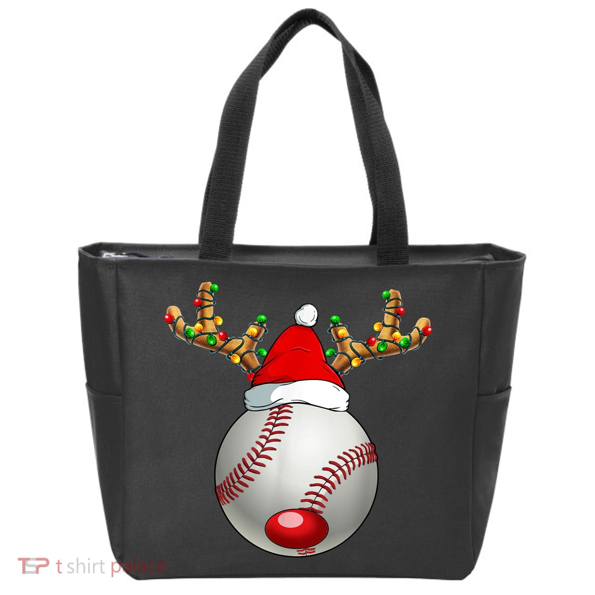 Baseball Santa Hat Reindeer Christmas Lights Men Boys Kids Tote Bag