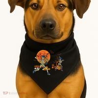 Baseball Skeleton Halloween Baseball Halloween USA-Made Doggie Bandana thumb 1