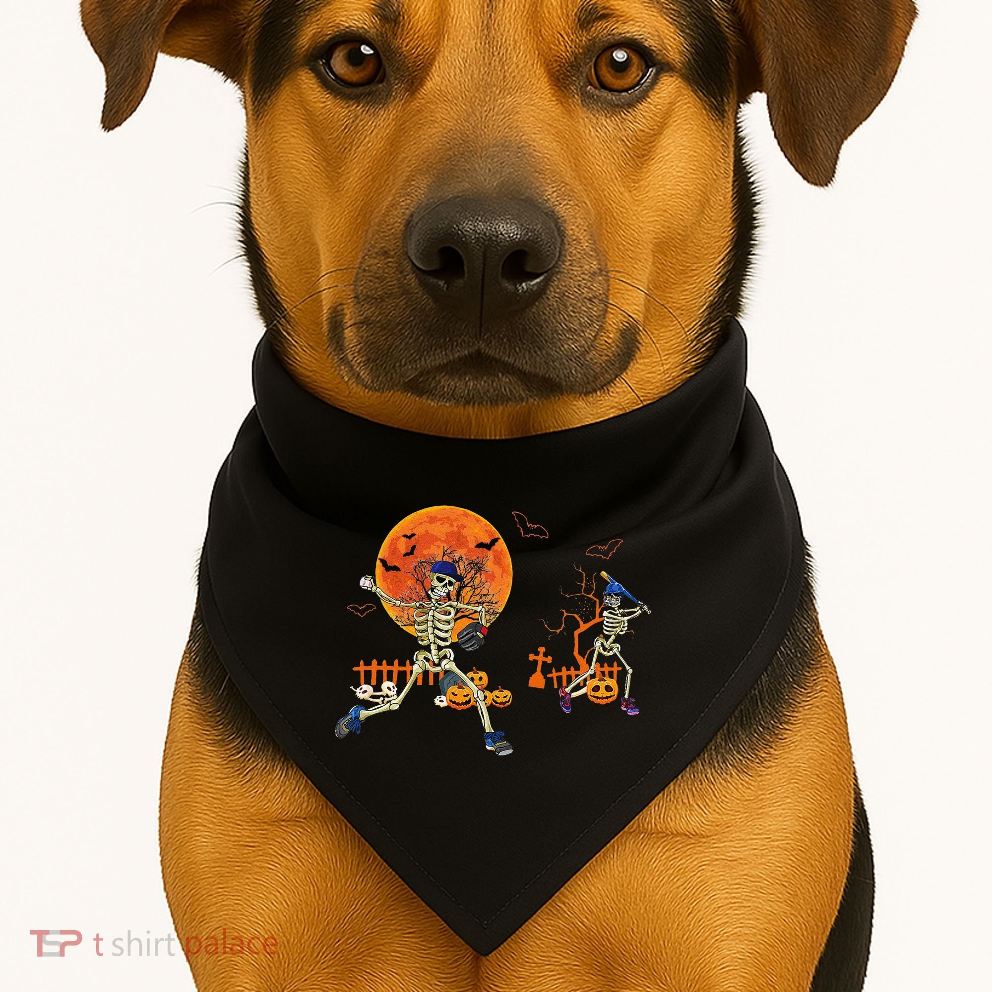 Baseball Skeleton Halloween Baseball Halloween USA-Made Doggie Bandana