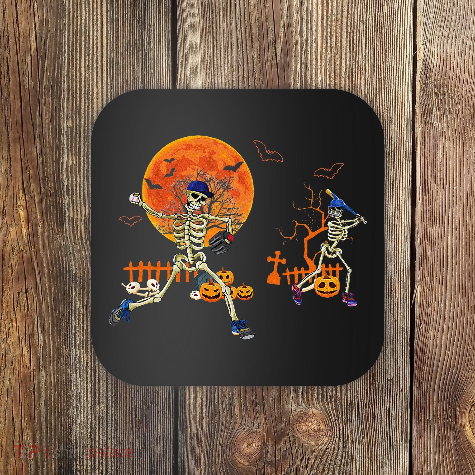 Baseball Skeleton Halloween Baseball Halloween Coaster