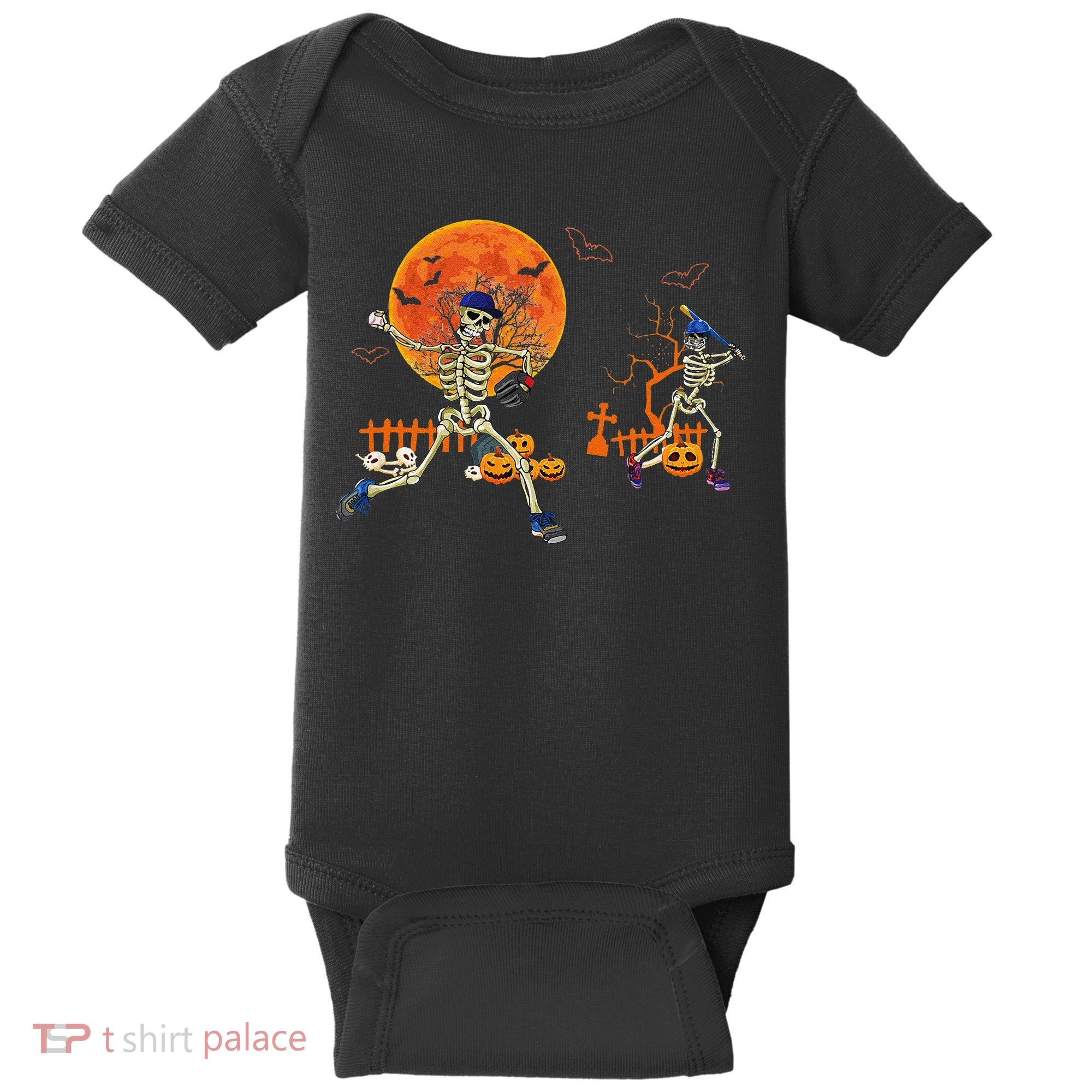 Baseball Skeleton Halloween Baseball Halloween Baby Bodysuit