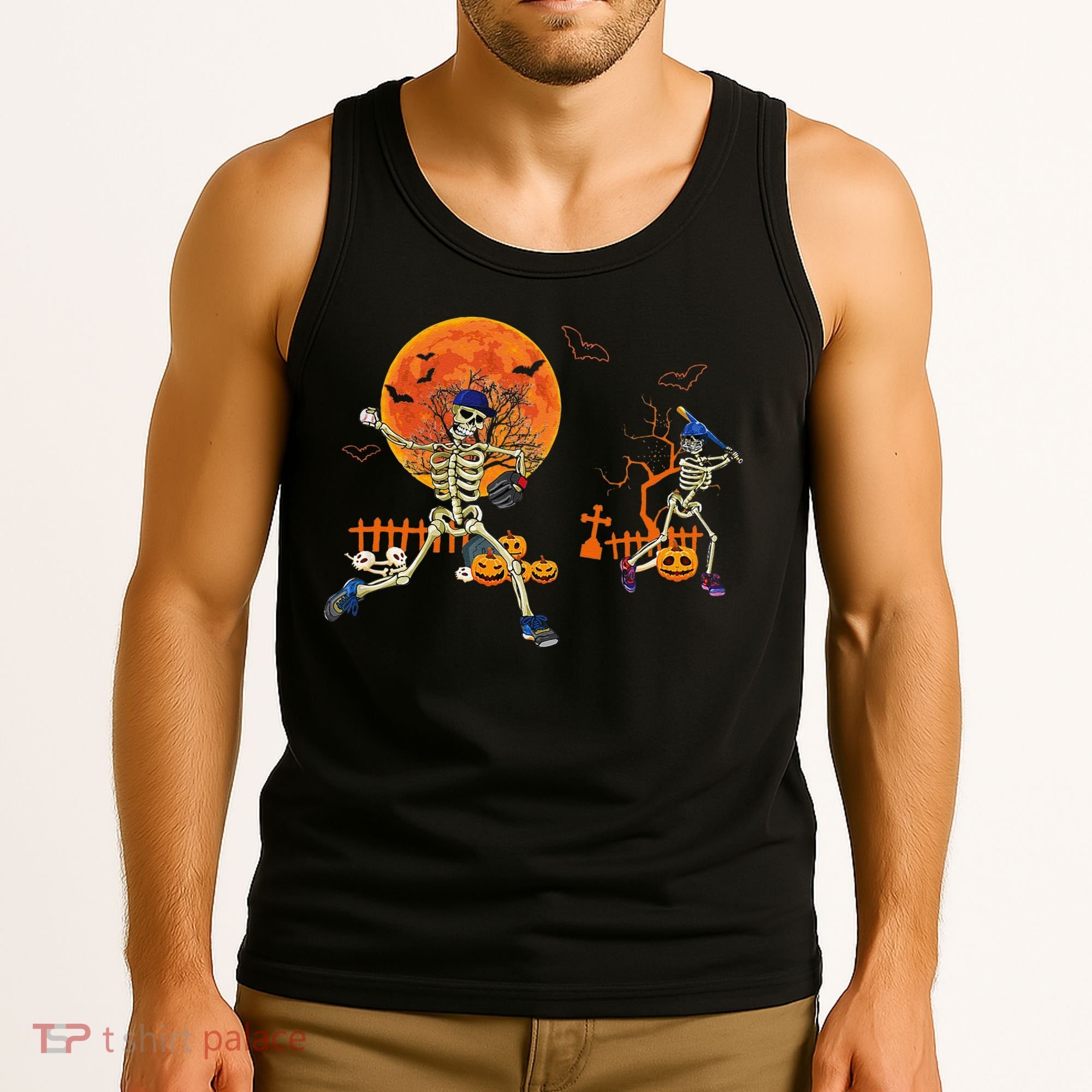 Baseball Skeleton Halloween Baseball Halloween Tank Top