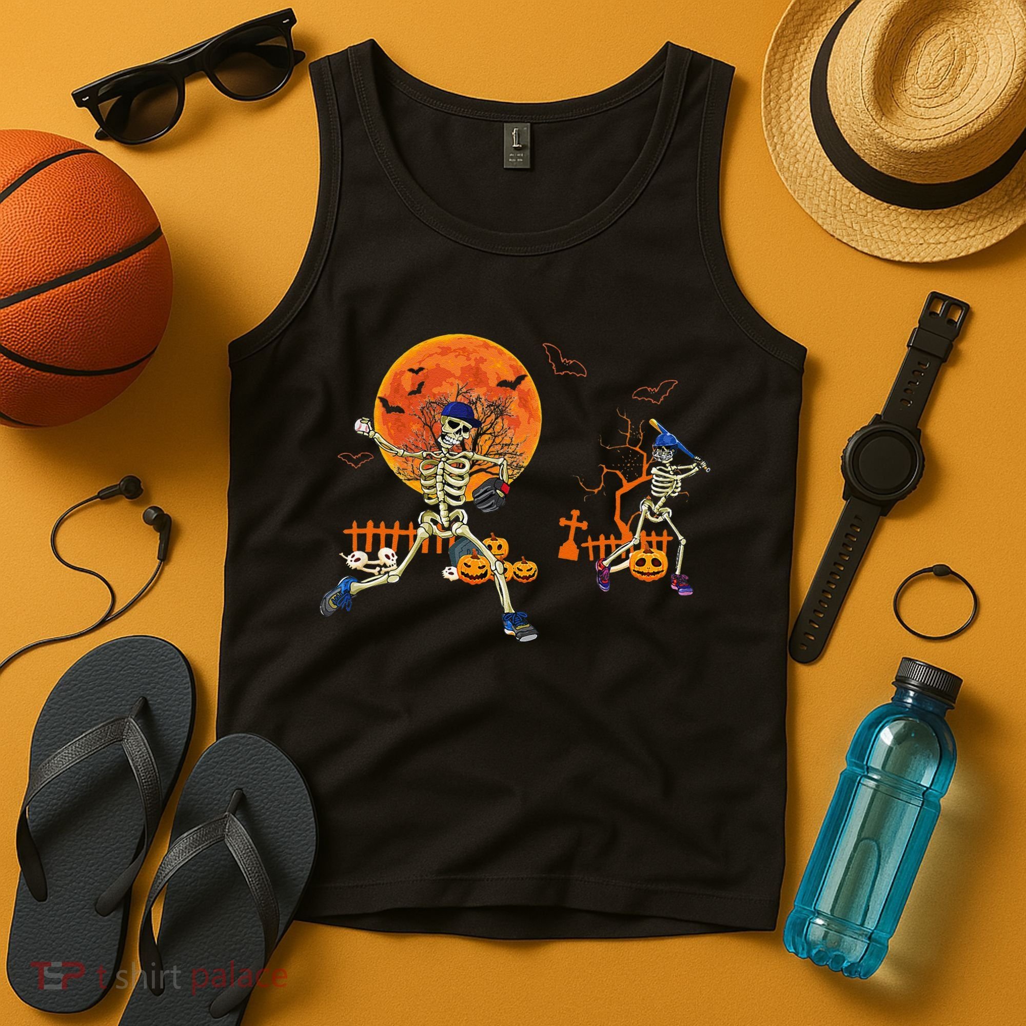 Baseball Skeleton Halloween Baseball Halloween Tank Top