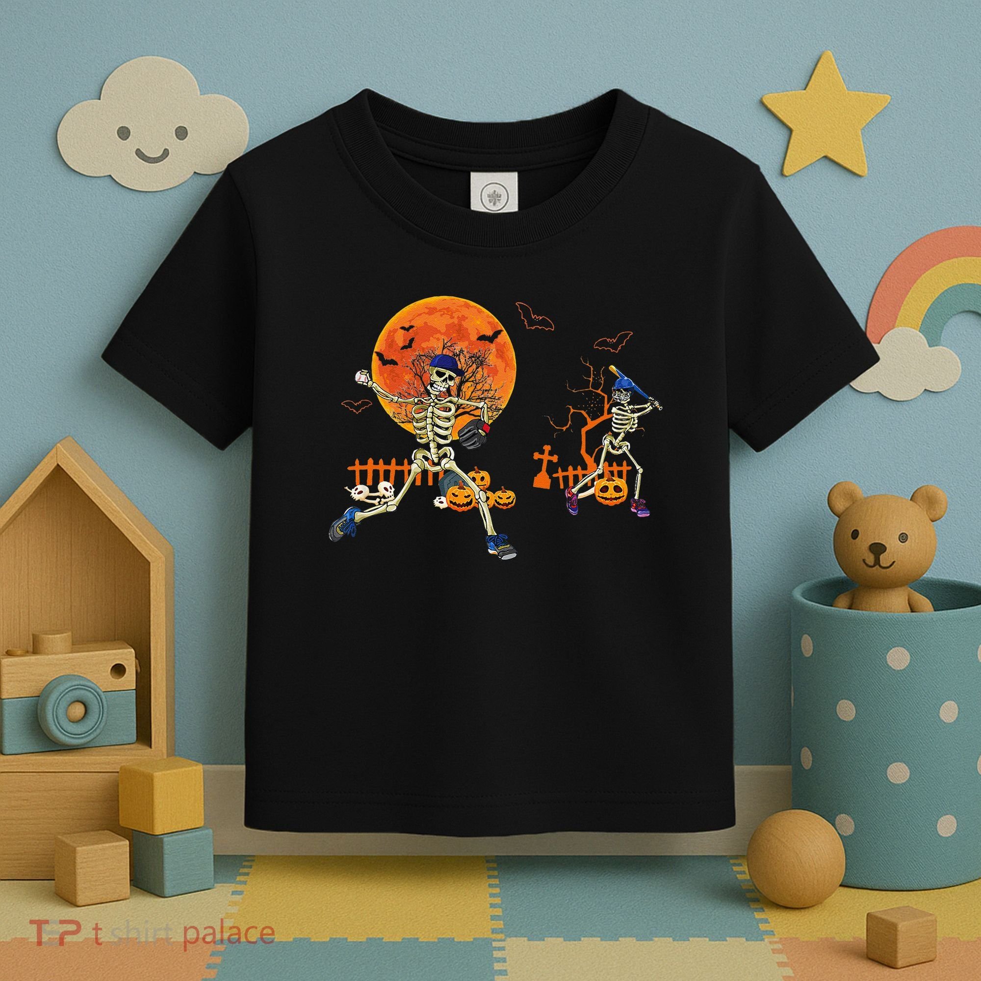 Baseball Skeleton Halloween Baseball Halloween Toddler T-Shirt