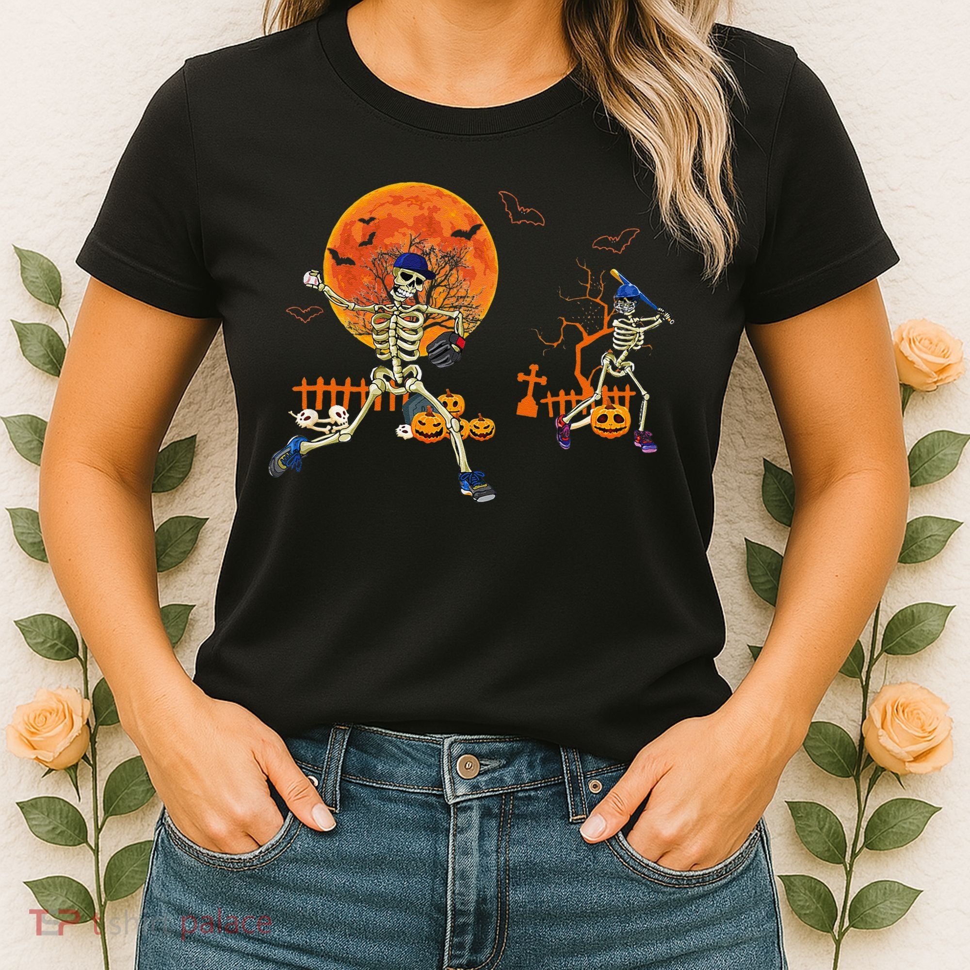 Baseball Skeleton Halloween Baseball Halloween Women's T-Shirt