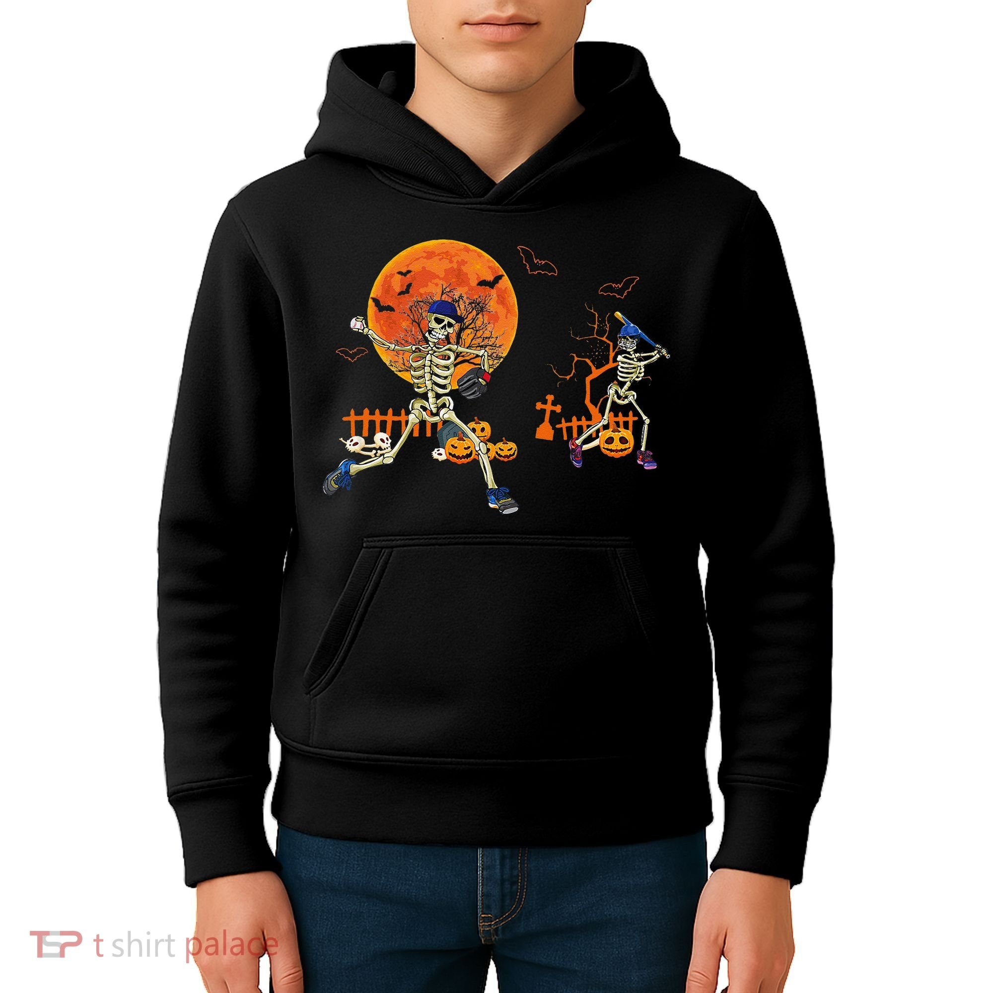 Baseball Skeleton Halloween Baseball Halloween Kids Hoodie