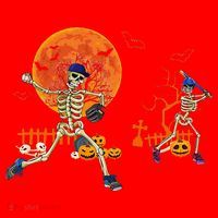 Baseball Skeleton Halloween Baseball Halloween Santa Hat thumb 1