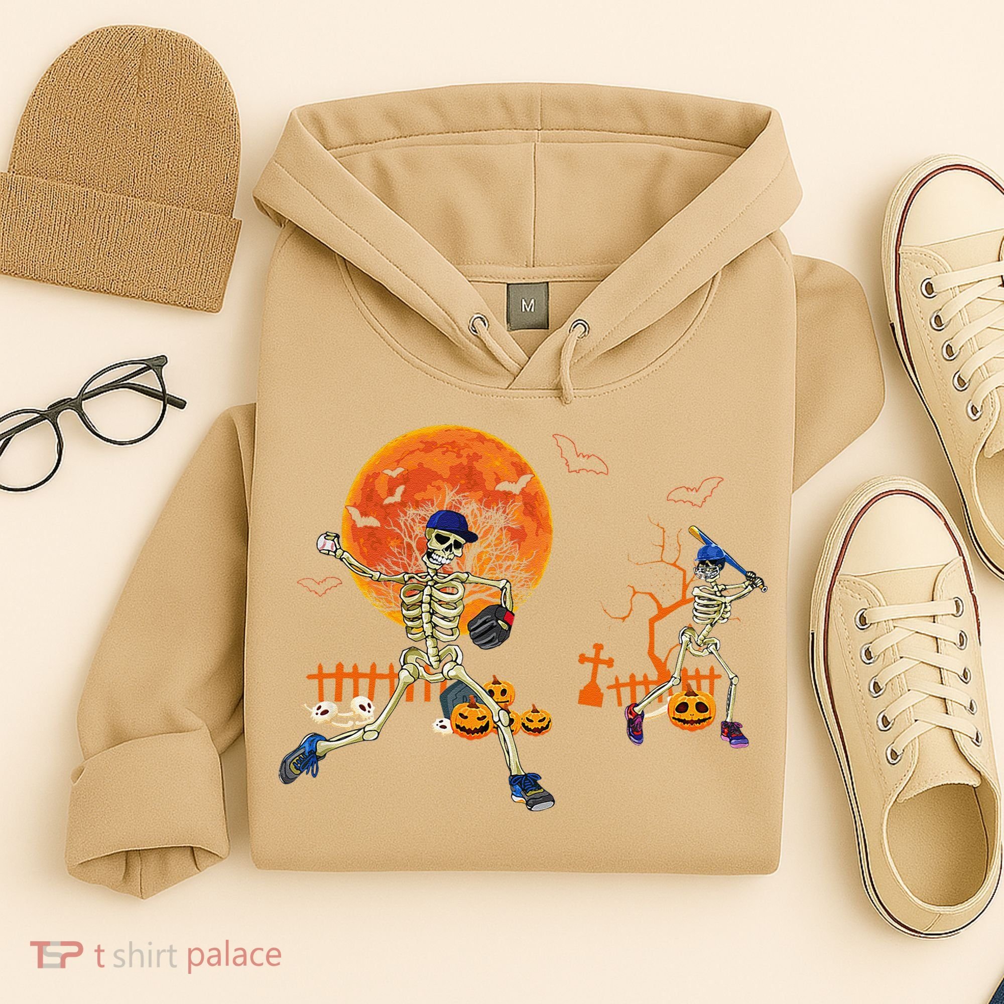 Baseball Skeleton Halloween Baseball Halloween Hoodie