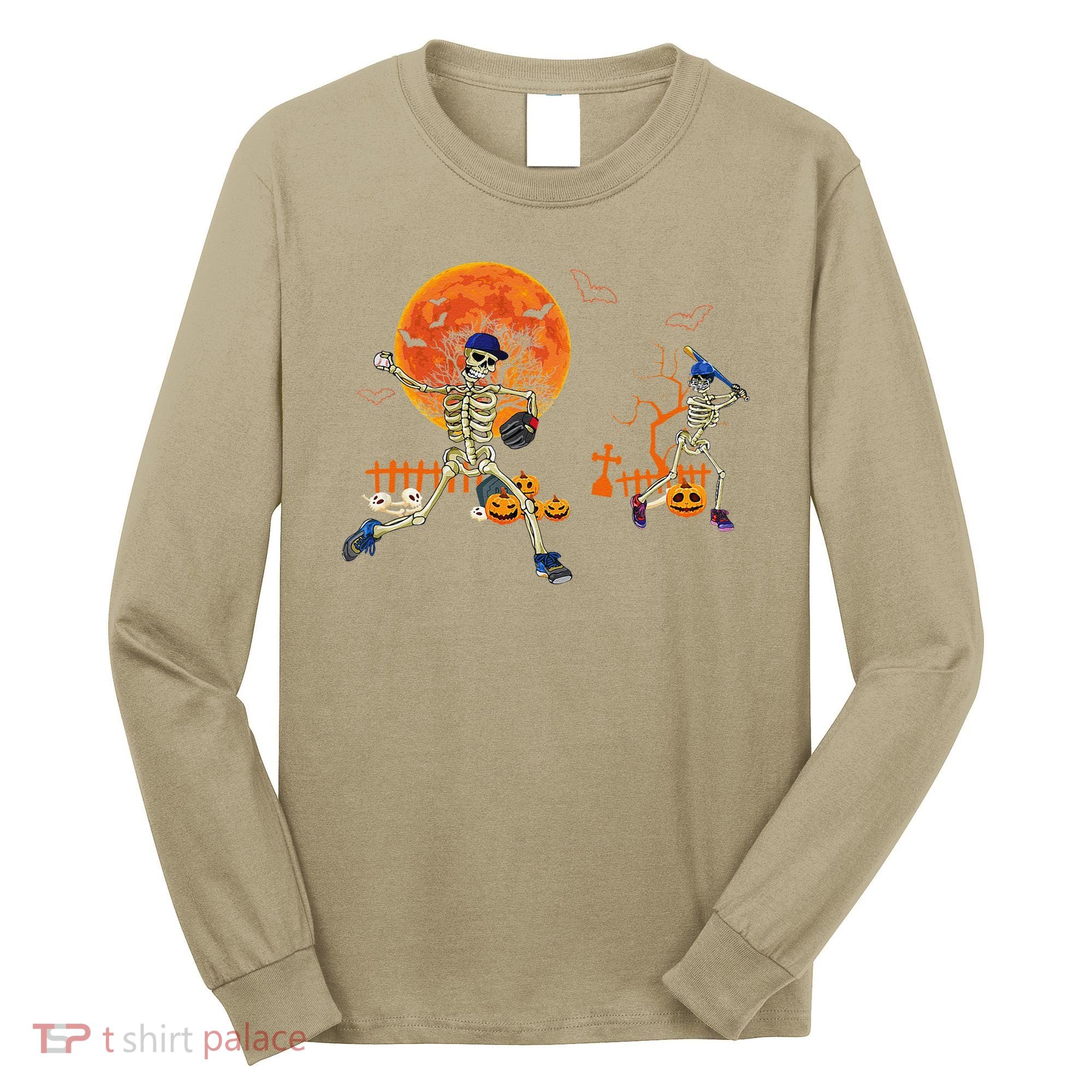 Baseball Skeleton Halloween Baseball Halloween Long Sleeve Shirt