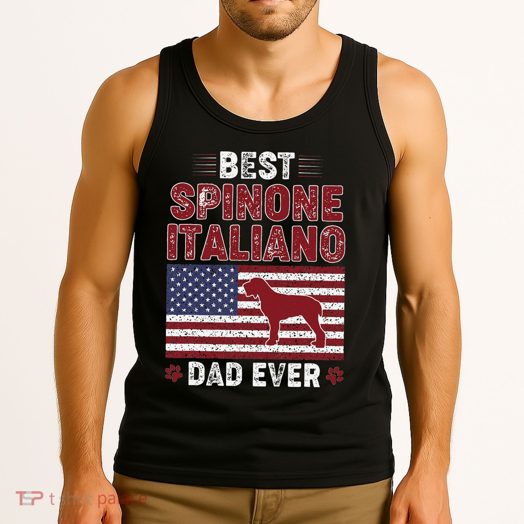 Best Spinone Italiano Dad Ever American Flag Dog Dad Tank Top