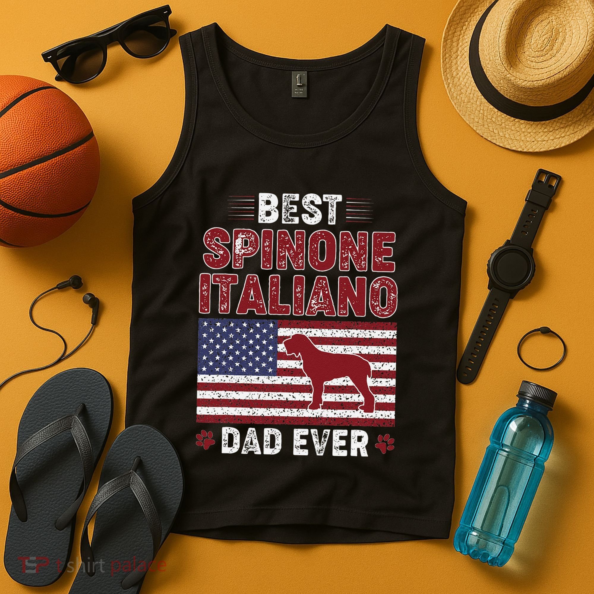 Best Spinone Italiano Dad Ever American Flag Dog Dad Tank Top