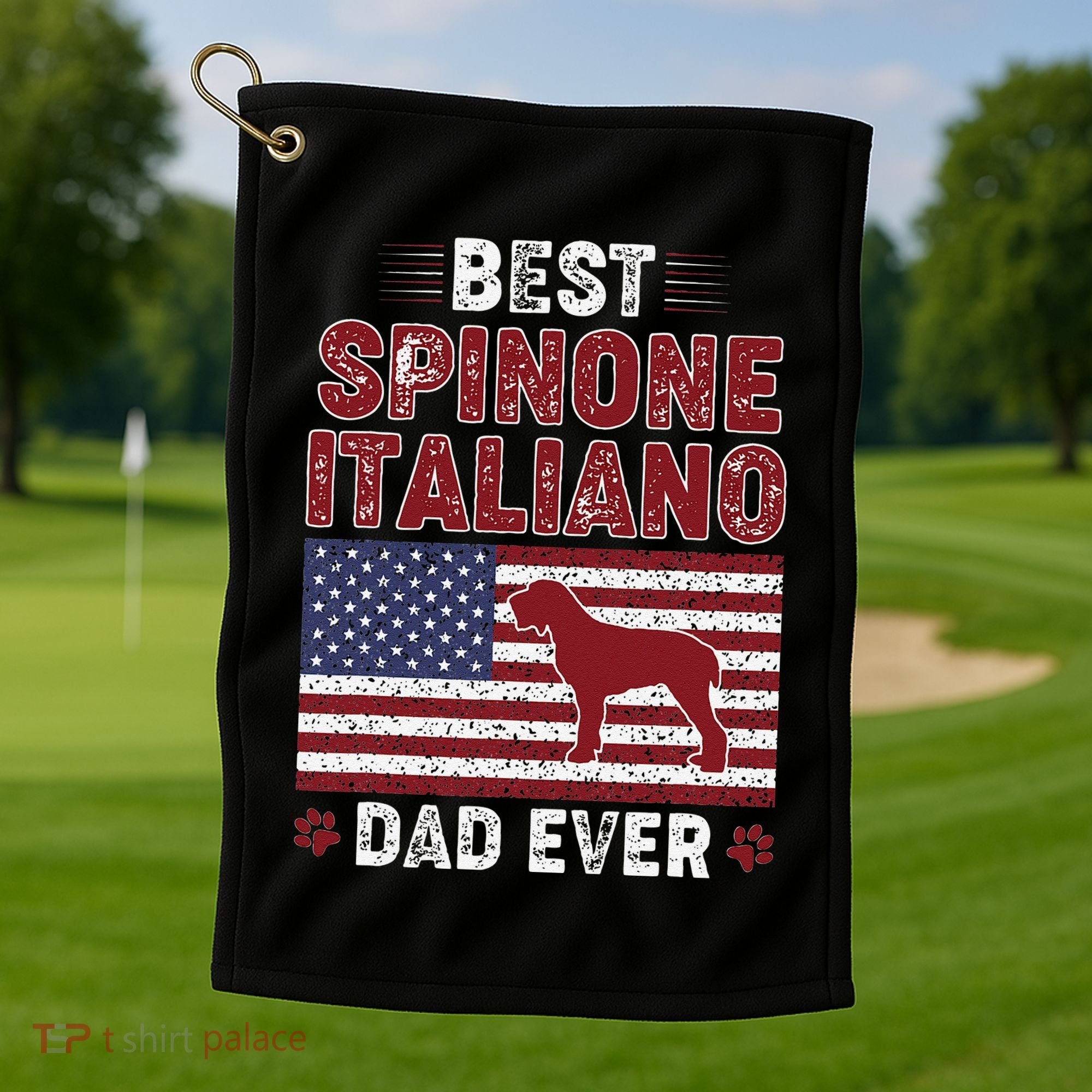 Best Spinone Italiano Dad Ever American Flag Dog Dad Golf Towel