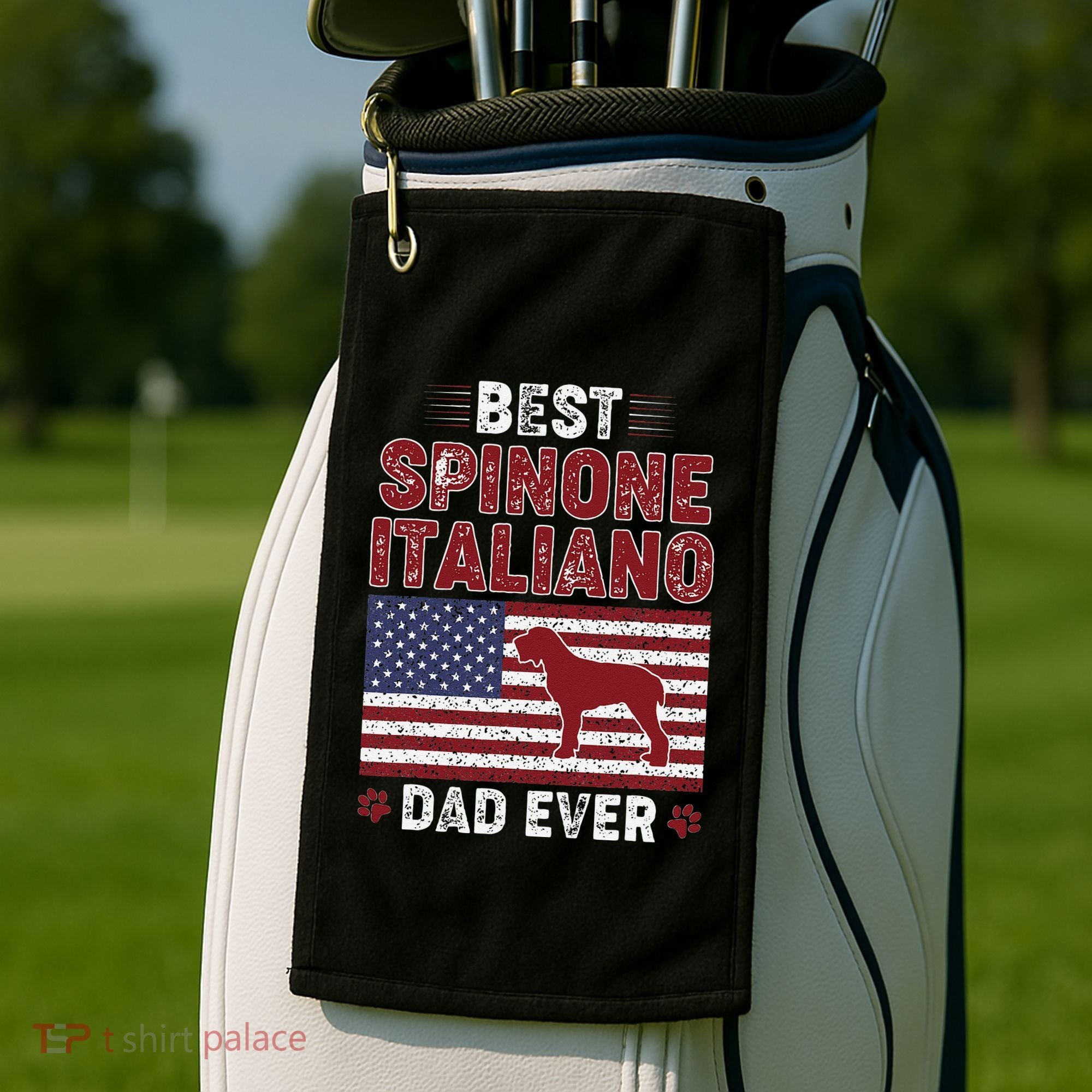 Best Spinone Italiano Dad Ever American Flag Dog Dad Golf Towel