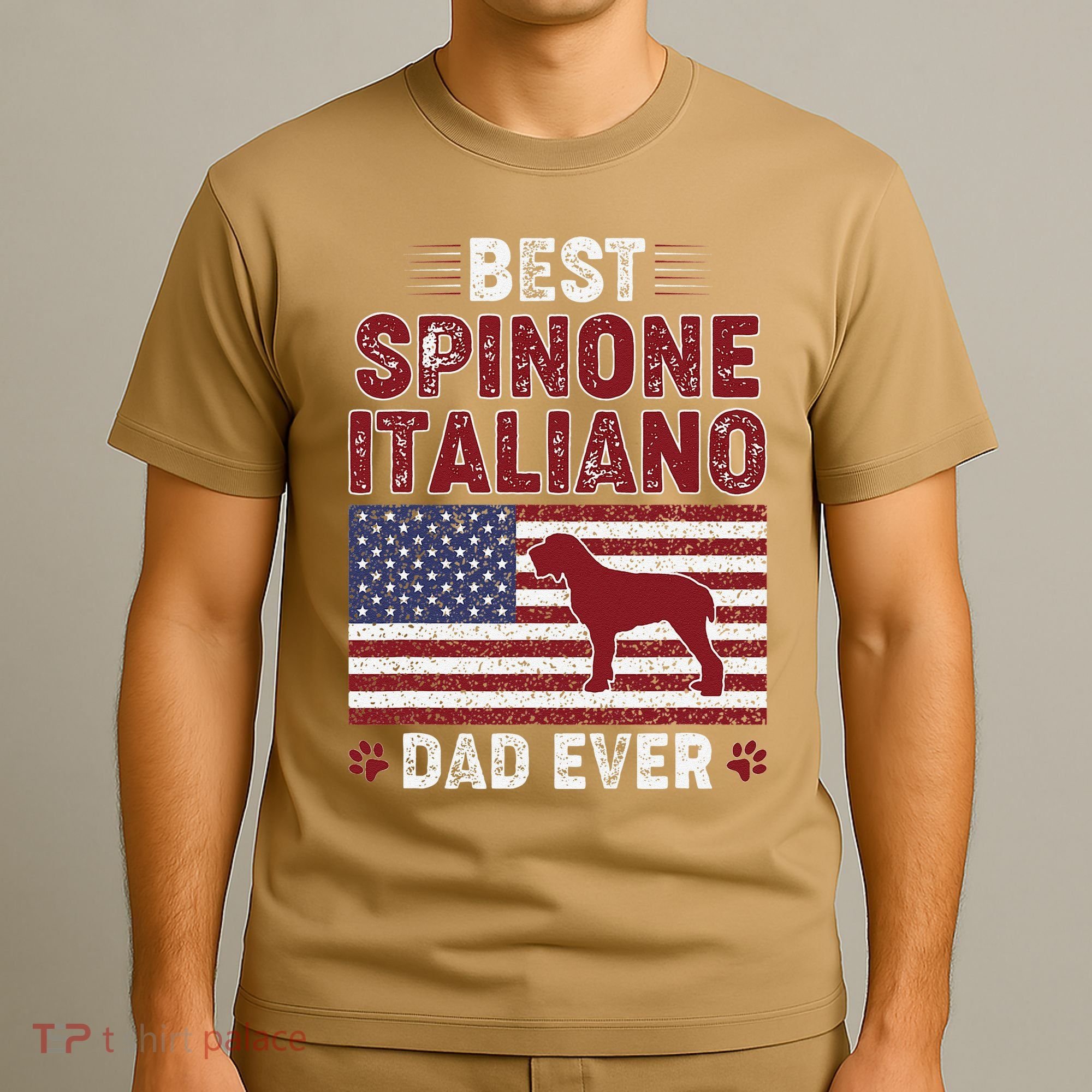 Best Spinone Italiano Dad Ever American Flag Dog Dad T-Shirt