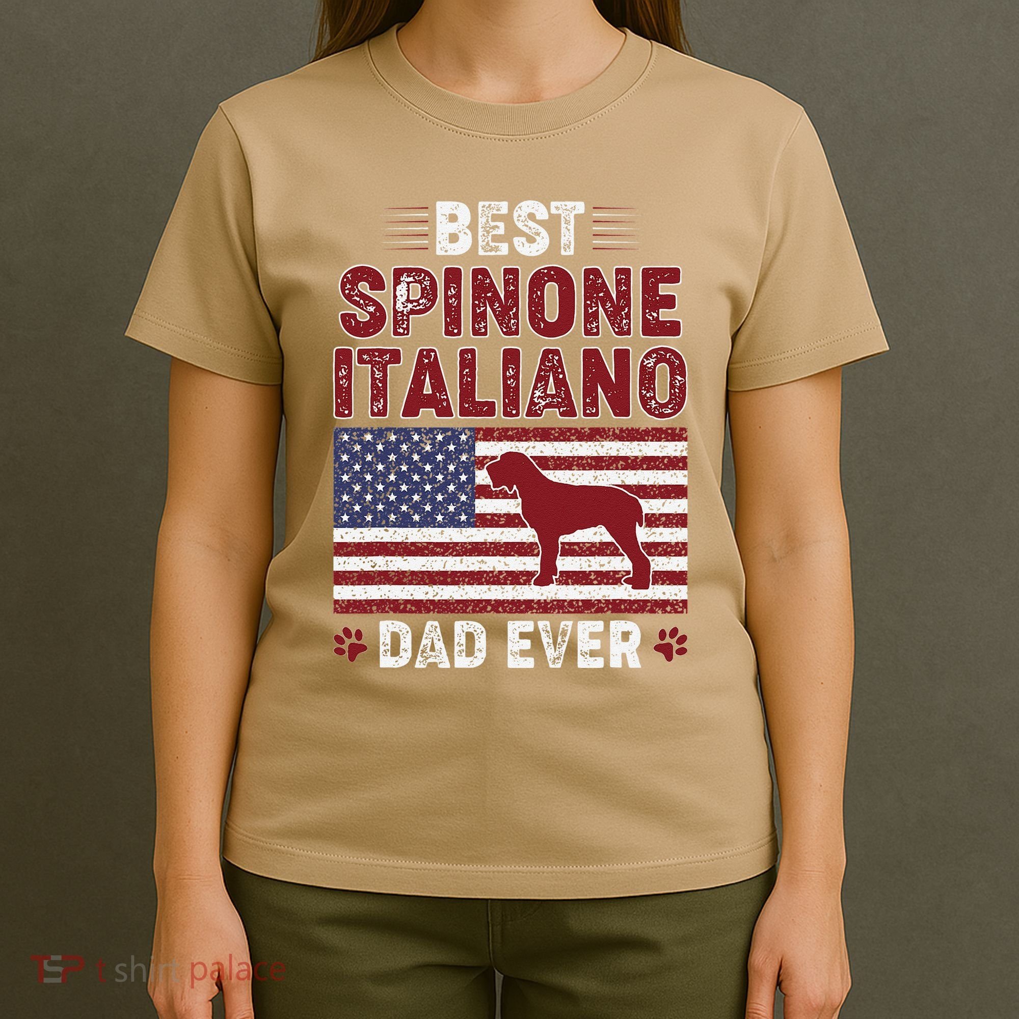 Best Spinone Italiano Dad Ever American Flag Dog Dad T-Shirt