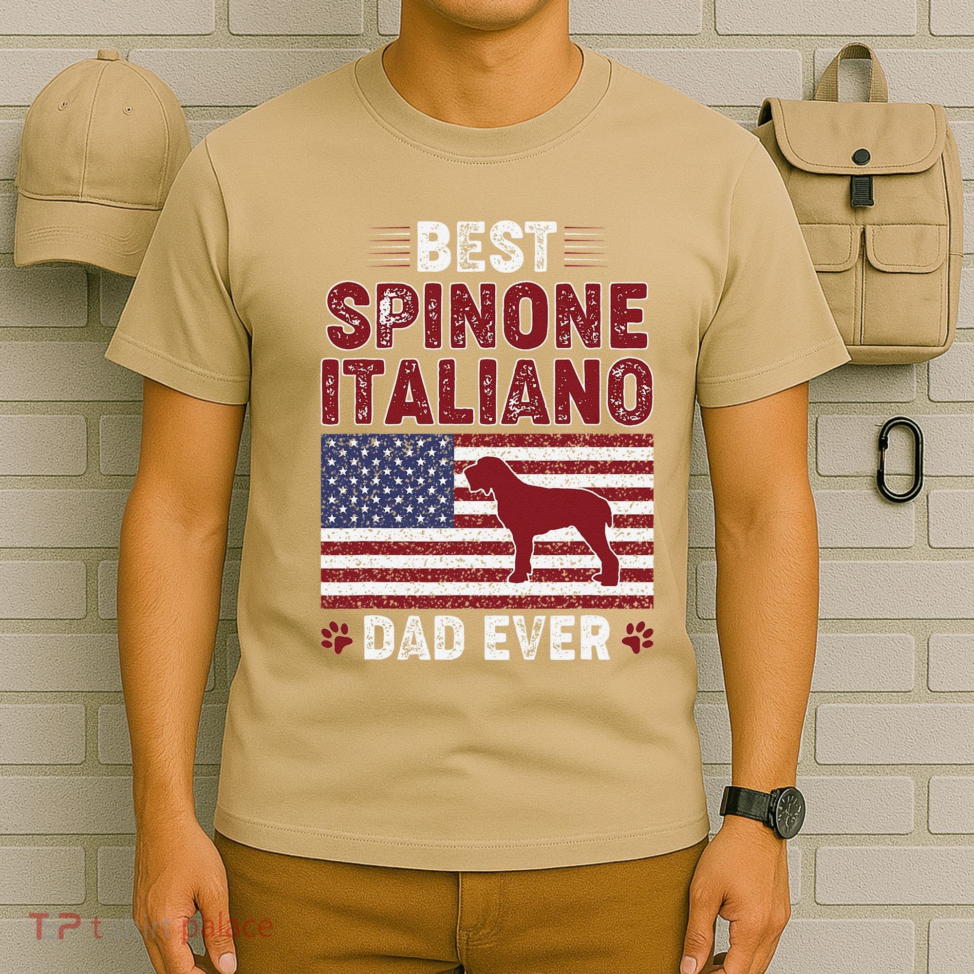 Best Spinone Italiano Dad Ever American Flag Dog Dad T-Shirt