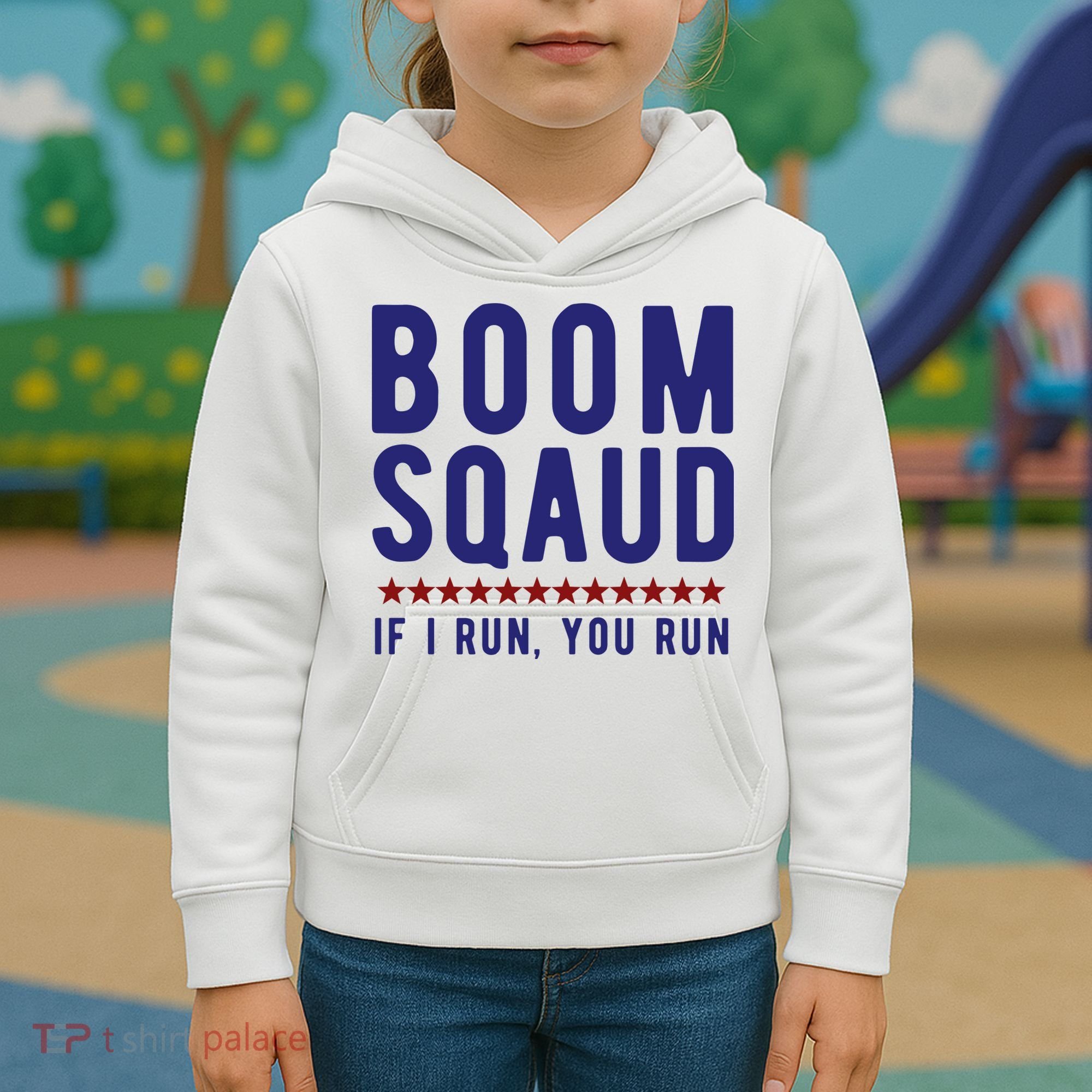 Boom Squad If I Run You Run Funny 4th Of July Kids Hoodie