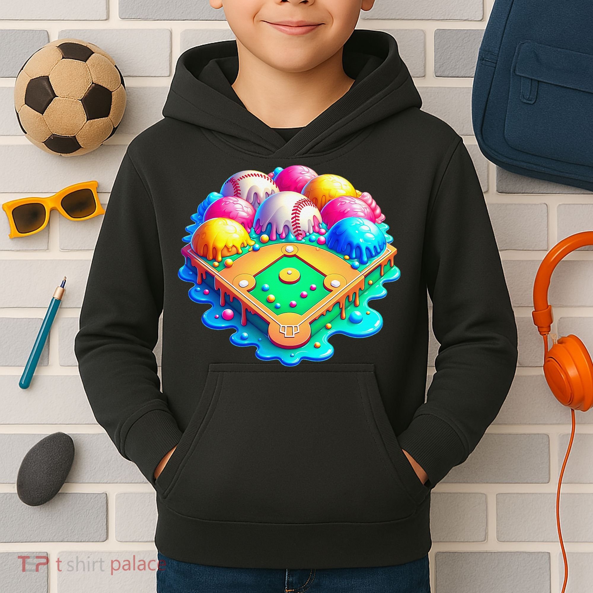 Baseball Stadiums Ice Cream Drip For Kids Hoodie