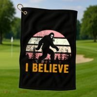 Bigfoot Squatch I Believe Bigfoot Golf Towel thumb 1