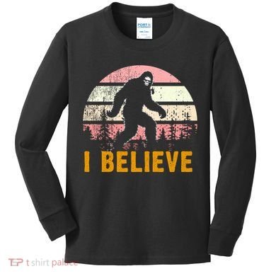 Bigfoot Squatch I Believe Bigfoot Kids Long Sleeve Shirt