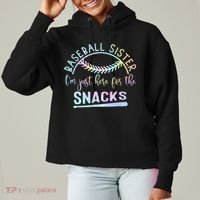Baseball Sister Im Just Here For The Snacks Retro B Tie Dye Ladies Heavyweight Boxy Pullover Hoodie thumb 0