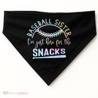 Baseball Sister Im Just Here For The Snacks Retro B Tie Dye USA-Made Doggie Bandana thumb 0