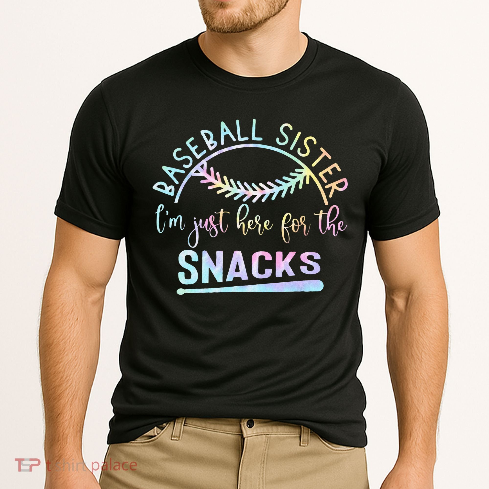 Baseball Sister Im Just Here For The Snacks Retro B Tie Dye Cooling Performance Crew T-Shirt