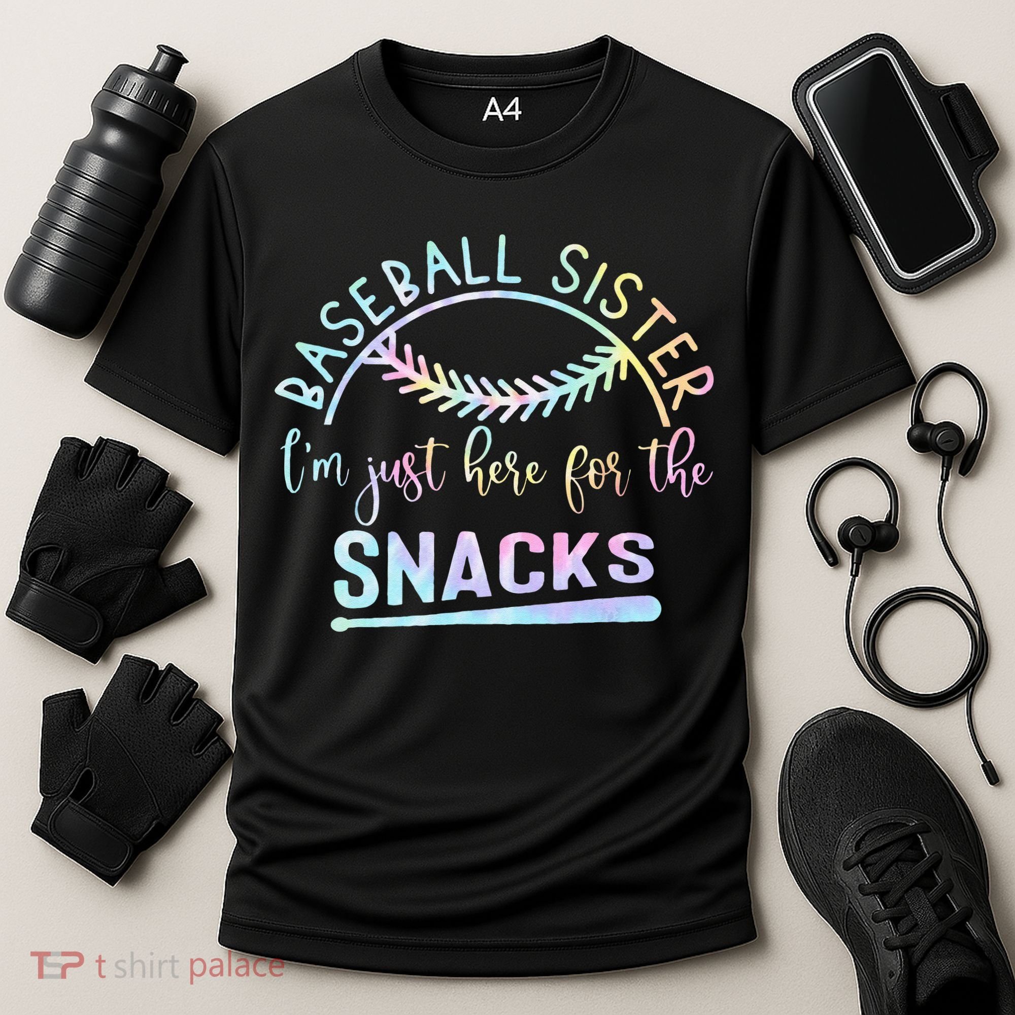 Baseball Sister Im Just Here For The Snacks Retro B Tie Dye Cooling Performance Crew T-Shirt