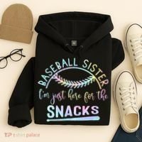 Baseball Sister Im Just Here For The Snacks Retro B Tie Dye Hoodie thumb 4