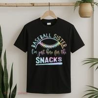 Baseball Sister Im Just Here For The Snacks Retro B Tie Dye T-Shirt thumb 2