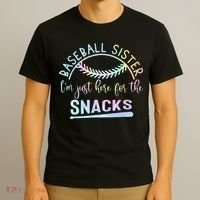 Baseball Sister Im Just Here For The Snacks Retro B Tie Dye T-Shirt thumb 3