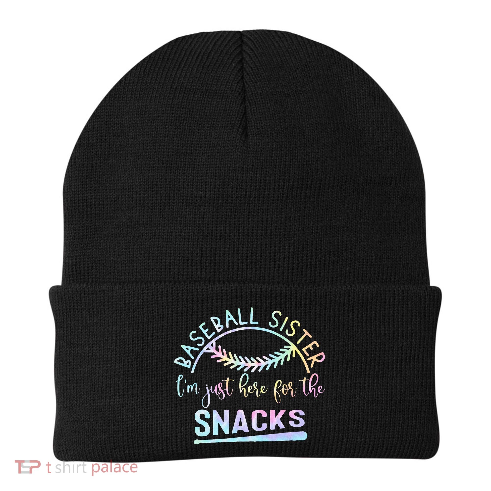 Baseball Sister Im Just Here For The Snacks Retro B Tie Dye Beanie