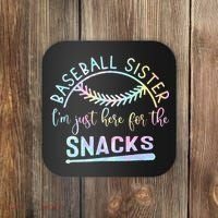 Baseball Sister Im Just Here For The Snacks Retro B Tie Dye Coaster thumb 0