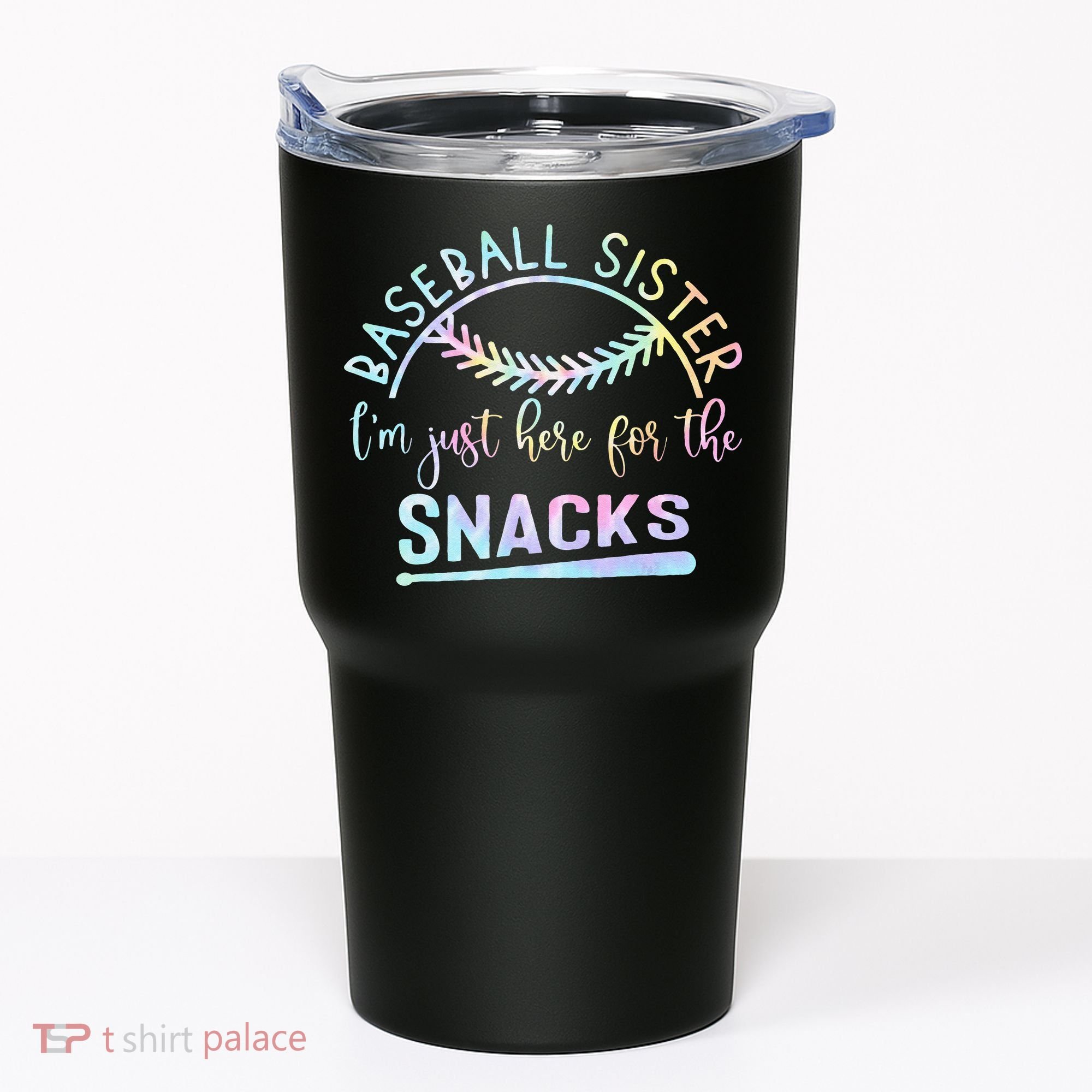 Baseball Sister Im Just Here For The Snacks Retro B Tie Dye Tumbler