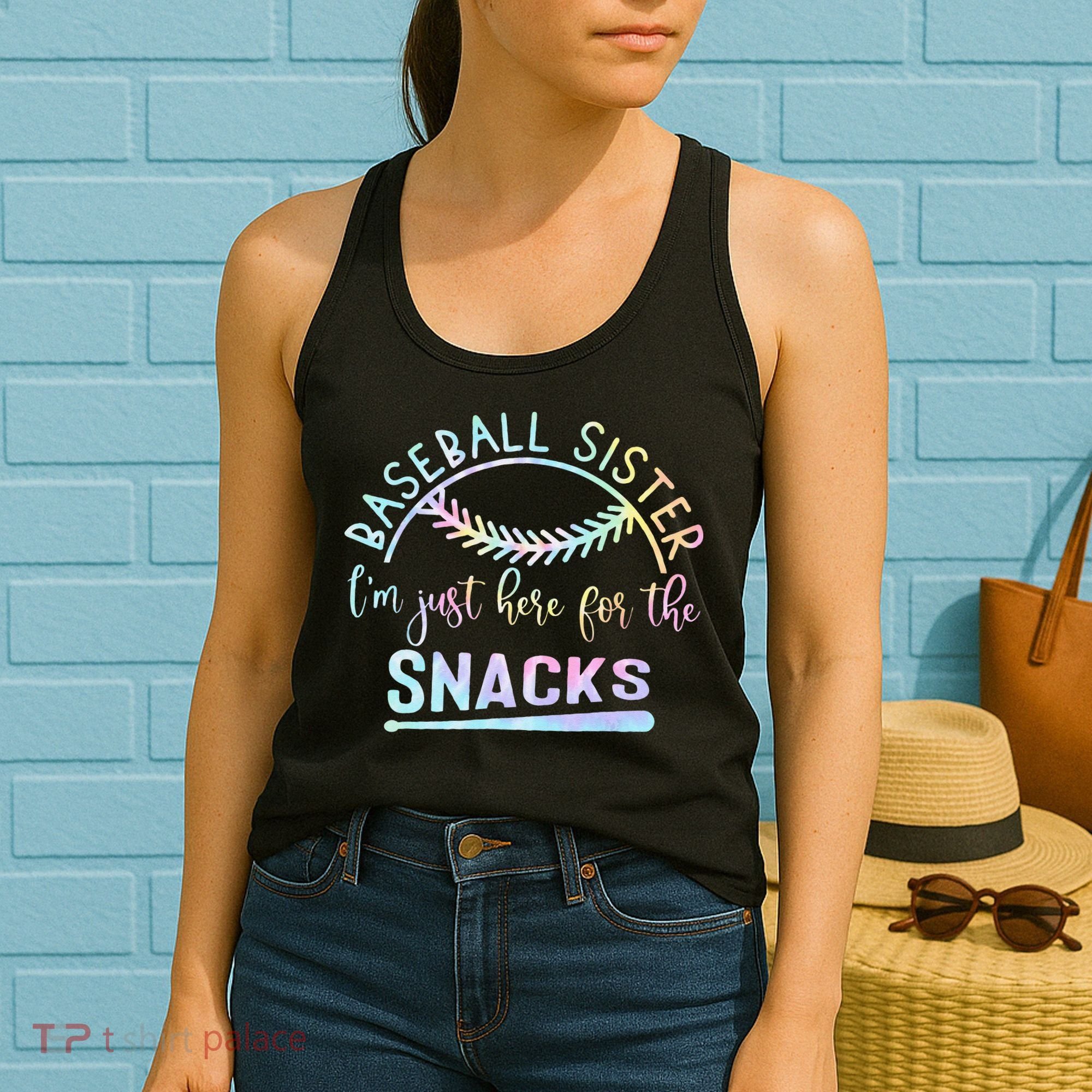 Baseball Sister Im Just Here For The Snacks Retro B Tie Dye Women's Tank Top